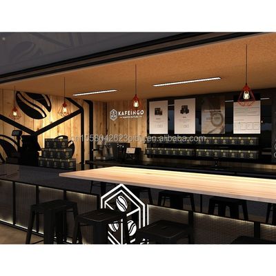 Quiosco de bar de café hecho de acero galvanizado para una casa de contenedores expandible de 20 pies