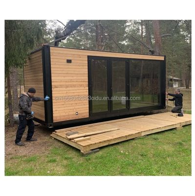 Almacén de metal de madera pequeño y personalizado Contenedor expandible moderno Casa prefabricada para paneles de sandwich de acero al aire libre