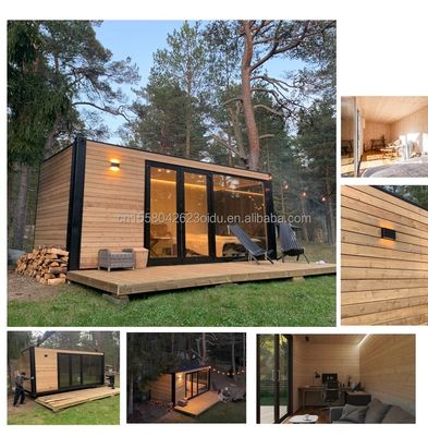Almacén de metal de madera pequeño y personalizado Contenedor expandible moderno Casa prefabricada para paneles de sandwich de acero al aire libre