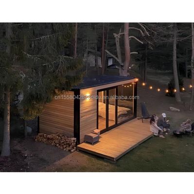 Almacén de metal de madera pequeño y personalizado Contenedor expandible moderno Casa prefabricada para paneles de sandwich de acero al aire libre