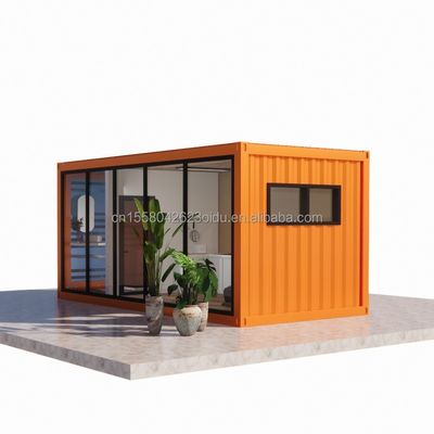 Acero exterior y panel de sándwich Casa de contenedores de paquete plano con baño hecha de 20 pies / 40 pies