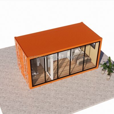 Acero exterior y panel de sándwich Casa de contenedores de paquete plano con baño hecha de 20 pies / 40 pies