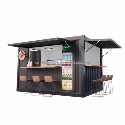 Tienda Supermercado 10-12FT Contenedor Café móvil Estructura de acero con casas de madera Diseño en estilo moderno y de alta calidad