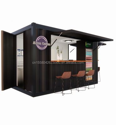 Tienda Supermercado 10-12FT Contenedor Café móvil Estructura de acero con casas de madera Diseño en estilo moderno y de alta calidad