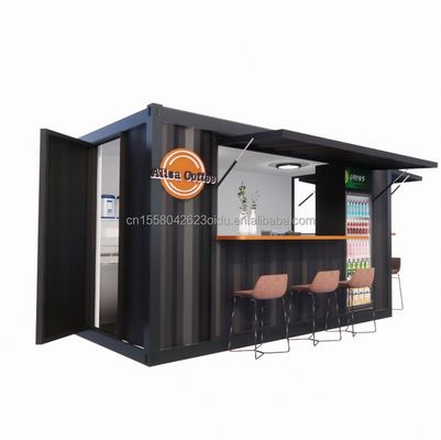 Tienda Supermercado 10-12FT Contenedor Café móvil Estructura de acero con casas de madera Diseño en estilo moderno y de alta calidad