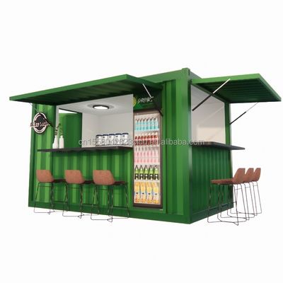 Tienda Supermercado 10-12FT Contenedor Café móvil Estructura de acero con casas de madera Diseño en estilo moderno y de alta calidad