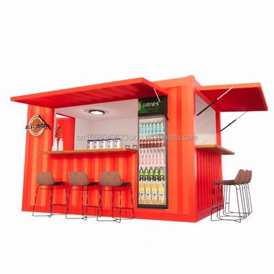 Tienda Supermercado 10-12FT Contenedor Café móvil Estructura de acero con casas de madera Diseño en estilo moderno y de alta calidad