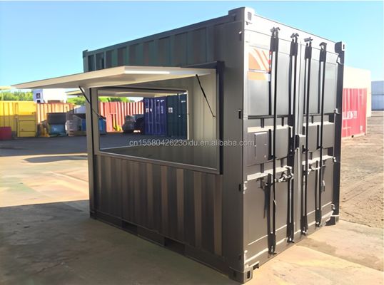 Estructura principal 20ft Contenedor Bar de café de comida rápida Mini tienda emergente Casas de café con tubos cuadrados de acero galvanizado