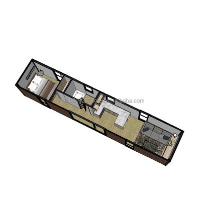 Tienda moderna y sencilla Casa de contenedores de madera prefabricada con 2 dormitorios grandes en estilo simple