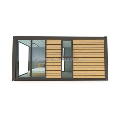 Casa de contenedores de acero prefabricada moderna de 20 pies de color de madera vivienda prefabricada residencial casa pequeña habitación de hotel de pareja