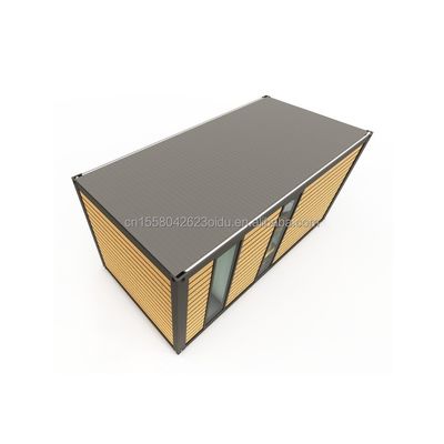 Casa de contenedores de acero prefabricada moderna de 20 pies de color de madera vivienda prefabricada residencial casa pequeña habitación de hotel de pareja