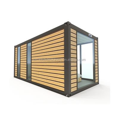 Casa de contenedores de acero prefabricada moderna de 20 pies de color de madera vivienda prefabricada residencial casa pequeña habitación de hotel de pareja