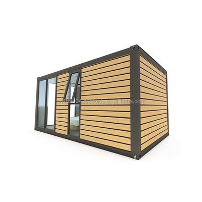 Casa de contenedores de acero prefabricada moderna de 20 pies de color de madera vivienda prefabricada residencial casa pequeña habitación de hotel de pareja