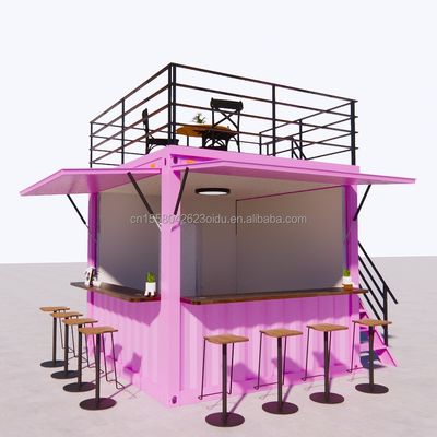 Cuadro de acero y acero galvanizado prefabricado Contenedor Restaurante Tienda de alimentos Stand de 10 pies con casas de contenedores