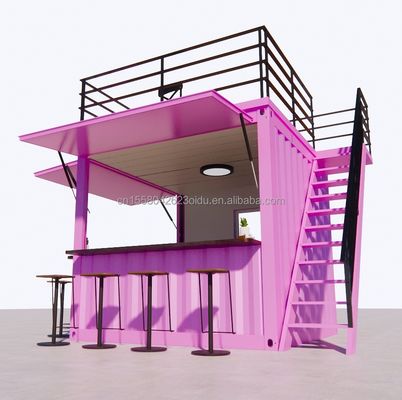 Cuadro de acero y acero galvanizado prefabricado Contenedor Restaurante Tienda de alimentos Stand de 10 pies con casas de contenedores