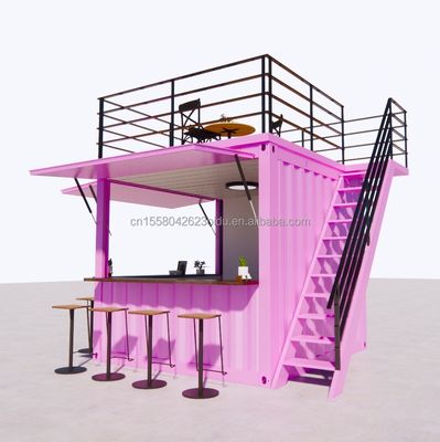 Cuadro de acero y acero galvanizado prefabricado Contenedor Restaurante Tienda de alimentos Stand de 10 pies con casas de contenedores