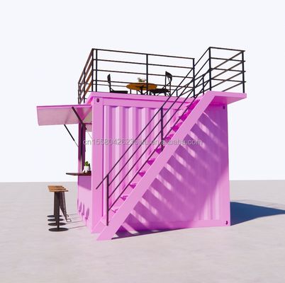 Cuadro de acero y acero galvanizado prefabricado Contenedor Restaurante Tienda de alimentos Stand de 10 pies con casas de contenedores
