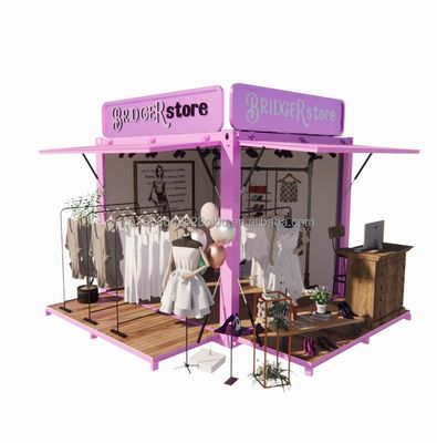 Promoción de hoteles Tienda de ropa de contenedores emergentes de 10 pies con marco de acero y flexión de acero galvanizado