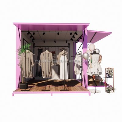 Promoción de hoteles Tienda de ropa de contenedores emergentes de 10 pies con marco de acero y flexión de acero galvanizado
