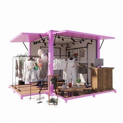 Promoción de hoteles Tienda de ropa de contenedores emergentes de 10 pies con marco de acero y flexión de acero galvanizado