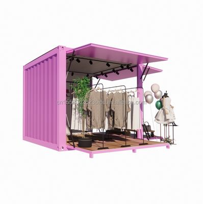 Promoción de hoteles Tienda de ropa de contenedores emergentes de 10 pies con marco de acero y flexión de acero galvanizado