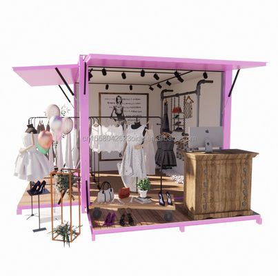 Promoción de hoteles Tienda de ropa de contenedores emergentes de 10 pies con marco de acero y flexión de acero galvanizado