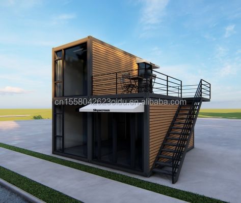 Sala de estar al aire libre Casas pequeñas de lujo de dos pisos Villa de acero prefabricada moderna Modular Casa de contenedores de envío prefabricada