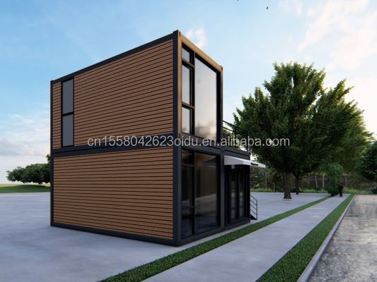 Sala de estar al aire libre Casas pequeñas de lujo de dos pisos Villa de acero prefabricada moderna Modular Casa de contenedores de envío prefabricada