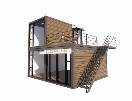 Sala de estar al aire libre Casas pequeñas de lujo de dos pisos Villa de acero prefabricada moderna Modular Casa de contenedores de envío prefabricada