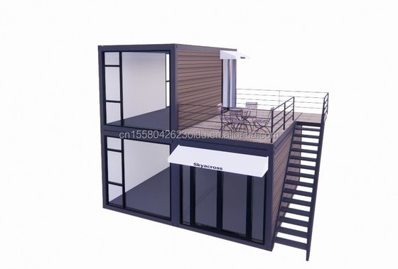 Sala de estar al aire libre Casas pequeñas de lujo de dos pisos Villa de acero prefabricada moderna Modular Casa de contenedores de envío prefabricada