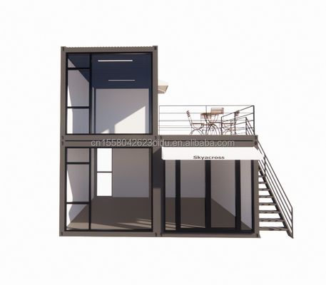 Sala de estar al aire libre Casas pequeñas de lujo de dos pisos Villa de acero prefabricada moderna Modular Casa de contenedores de envío prefabricada