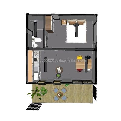 Villa prefabricada de acero ligero de 20 pies fácil de ensamblar con ventanas de aleación de aluminio
