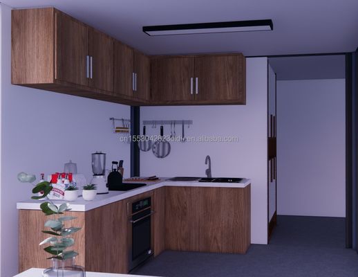 2 dormitorios Prefabricado Casa pequeña hecha de material de acero para diseño moderno Casa residencial de madera en oficina al aire libre