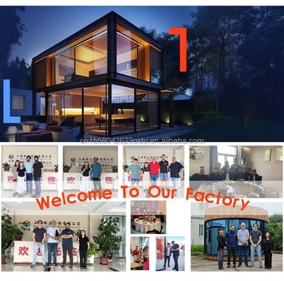 40 pies de lujo contenedor Casa de madera con 2 dormitorios Prefabricado Casa Oficina de diseño moderno acero galvanizado flexión 180g