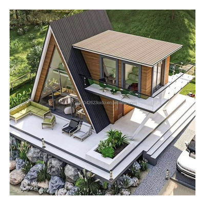 Casa de contenedores de forma triangular Casas de madera Prefabricadas Casa con pared 50/75/100mm Panel de sándwich de onda