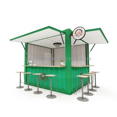 10 pies y 20 pies de contenedor cafeterías con aleación de aluminio ventanas portátiles pop up café bar