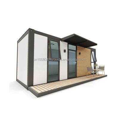Contenedor de paquete plano UE de lujo moderno personalizado de 20 pies Casa de madera prefabricada con estructura de acero Jardín prefabricado en estilo de diseño moderno de mediados de siglo
