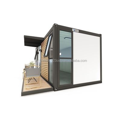 Contenedor de paquete plano UE de lujo moderno personalizado de 20 pies Casa de madera prefabricada con estructura de acero Jardín prefabricado en estilo de diseño moderno de mediados de siglo