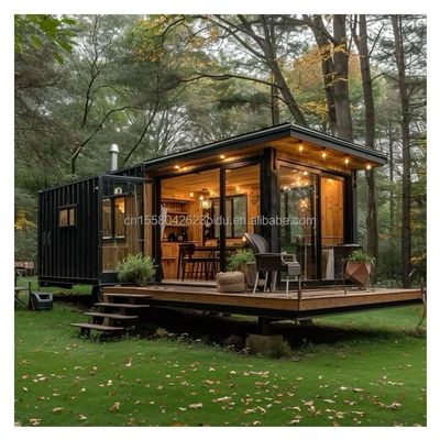 Casas de contenedores de acero prefabricadas de aleación de aluminio EU 20 FT para vivienda al aire libre en bosques residenciales