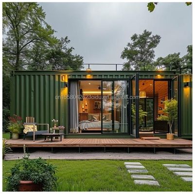 Casas de contenedores de acero prefabricadas de aleación de aluminio EU 20 FT para vivienda al aire libre en bosques residenciales