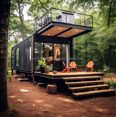 Casas de contenedores de acero prefabricadas de aleación de aluminio EU 20 FT para vivienda al aire libre en bosques residenciales