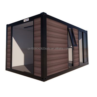 20 pies de diseño moderno Casa de madera prefabricada Material de acero Pequeña casa de contenedores para hotel / pareja Vocación Estancia al aire libre