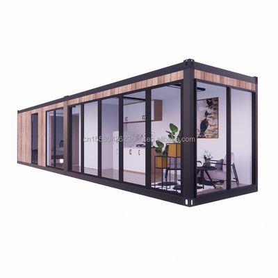 Color personalizado 40 pies Contenedor prefabricado Casa de madera 3 dormitorio y sala de estar Diseño de acero expandible para exteriores