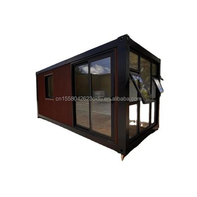20 pies de diseño moderno Casa de madera prefabricada Material de acero Pequeña casa de contenedores para hotel / pareja Vocación Estancia al aire libre