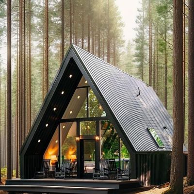 Casas de contenedores de estructura de acero de instalación rápida Villa de lujo moderna de dos pisos con marco A y diseño de paneles sándwich