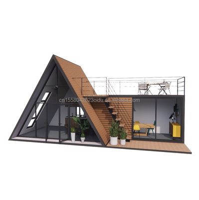 Ventanas de aleación de aluminio de lujo moderna de marco A Villa de baja altura modular prefabricada con aislamiento térmico Casa triangular para apartamento