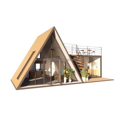 Ventanas de aleación de aluminio de lujo moderna de marco A Villa de baja altura modular prefabricada con aislamiento térmico Casa triangular para apartamento