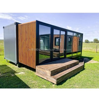 Casa de contenedores de madera de lujo personalizable de diseño moderno acero prefabricado al aire libre 20 pies 40 pies contenedor expandible