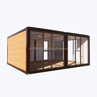 Casa de contenedores de madera de lujo personalizable de diseño moderno acero prefabricado al aire libre 20 pies 40 pies contenedor expandible