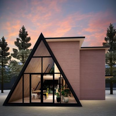 Contenedor desmontable y aleación de aluminio Ventanas CE UE Certificado Casa Triangular Prefabricada Moderna de lujo para oficina o almacén